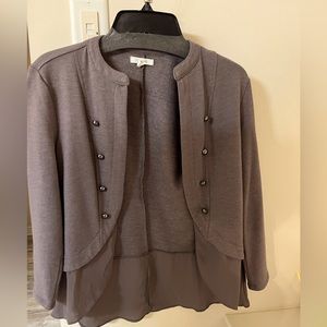 Women’s dark gray, 3/4 sleeve military style blazer